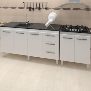 Balcao Pia 150cm E Cooktop 5 Bocas Branco Mobbs Branco