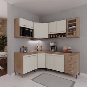Cozinha Completa 6 Peças 340cm 12 Portas 3 Gavetas Com Tampo