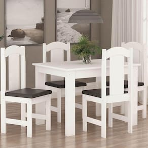 Conjunto De Mesa Arauna Estilo Com 4 Cadeiras Branco Com Preto