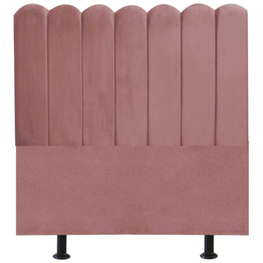 Cabeceira Nuvem Cama Box Solteiro 90 cm Alanis Suede Rosê