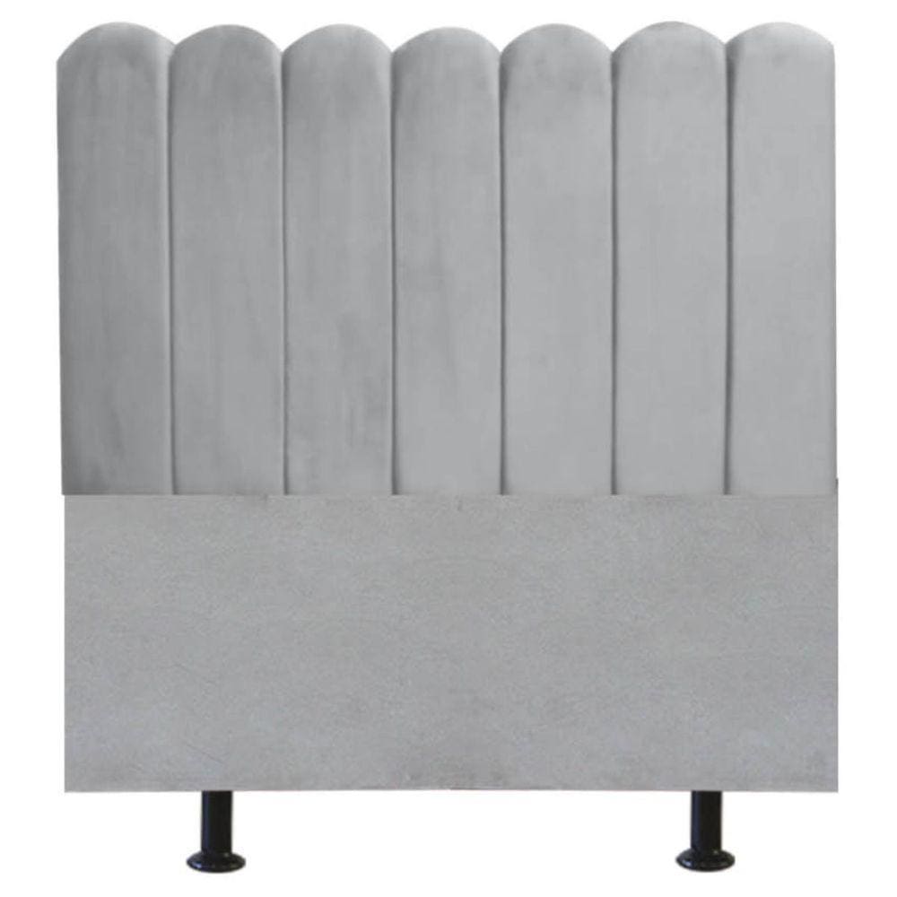 Cabeceira Nuvem Cama Solteiro 90 cm Alanis Suede Cinza Claro