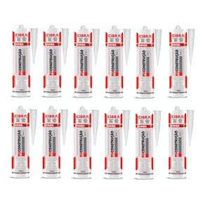 12 Cola Selante Poliuretano Cibra Pu Construção 400g Branco