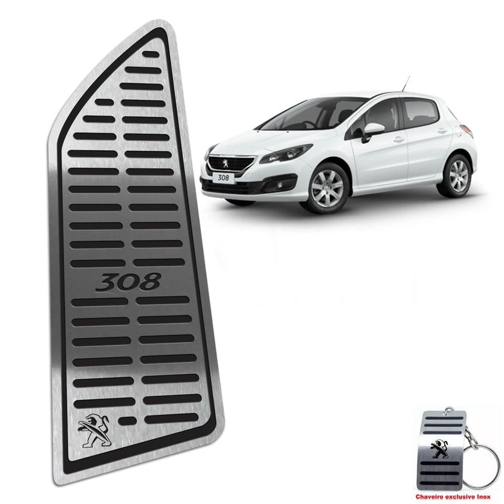 Descanso De Pé Em Aço Inox Peugeot 308 2011/2019 Preto