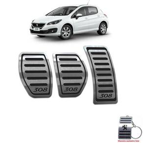 Pedaleira Em Aço Inox Peugeot 308 2011/2019 Manual Preto