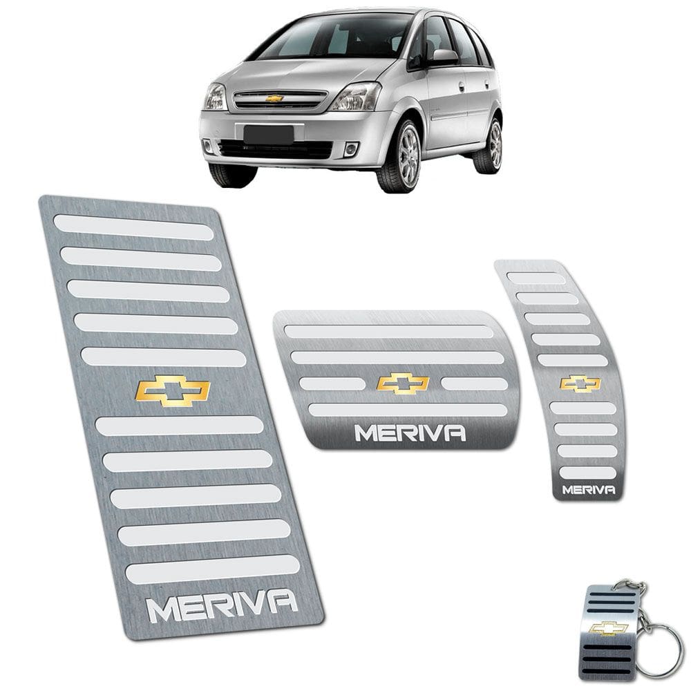 Kit Pedaleira + Descanso Chevrolet Meriva Aço Inox