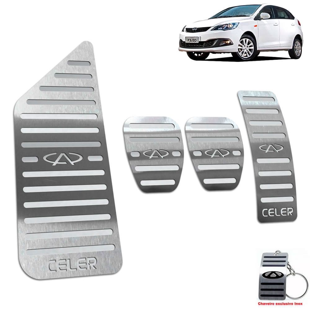 Pedaleira + Descanso Chery Celer Manual 2013 Até 2018 Aço Inox