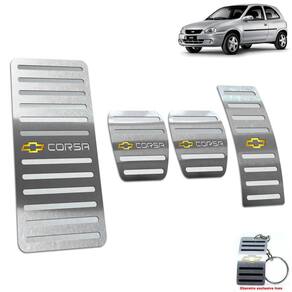 Kit Pedaleira + Descanso Chevrolet Corsa 1994 2001 Aço Inox