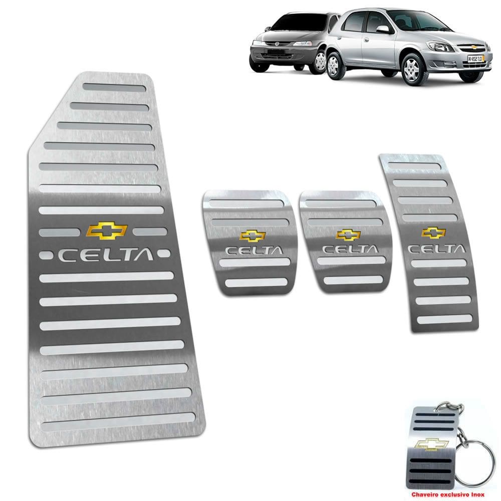 Kit Pedaleira + Descanso Chevrolet Celta Manual Aço Inox
