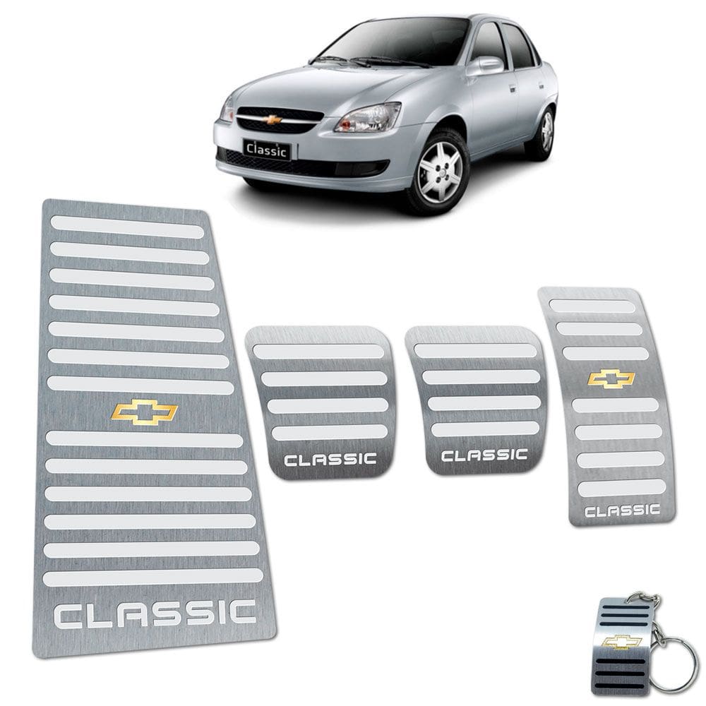 Kit Pedaleira + Descanso Chevrolet Classic Manual Aço Inox