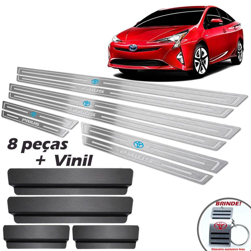 Soleiras Em Aço Inox Com Vinil Toyota Prius 2018 Prata