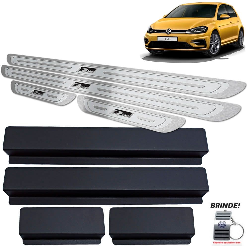 Soleiras Aço Inox Prata Alto Relevo Golf R-line 2018 2019
