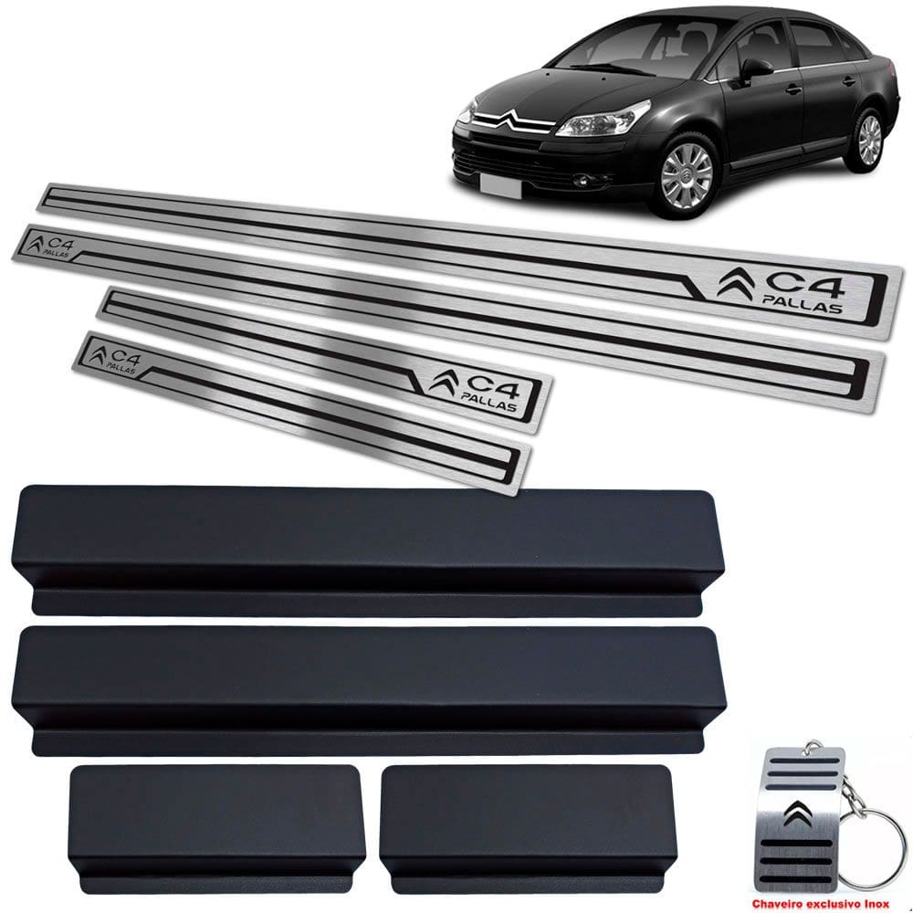 Soleira Em Aço Inox Citroen C4 Pallas 2005 A 2013 Preto