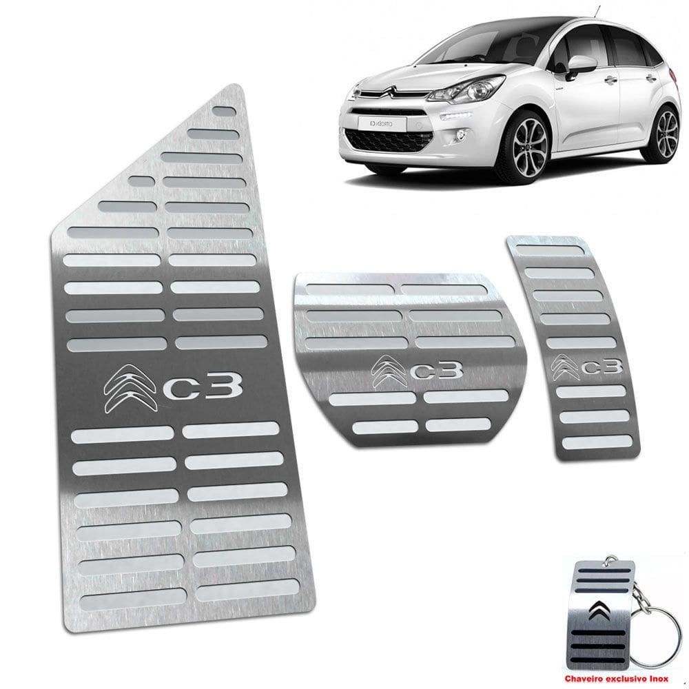 Pedaleira Automático + Descanso Citroen C3 2013 2020 Inox