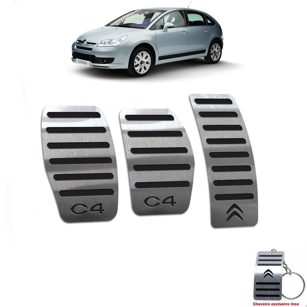 Pedaleira Manual Em Aço Inox Citroen C4 Hatch Preto