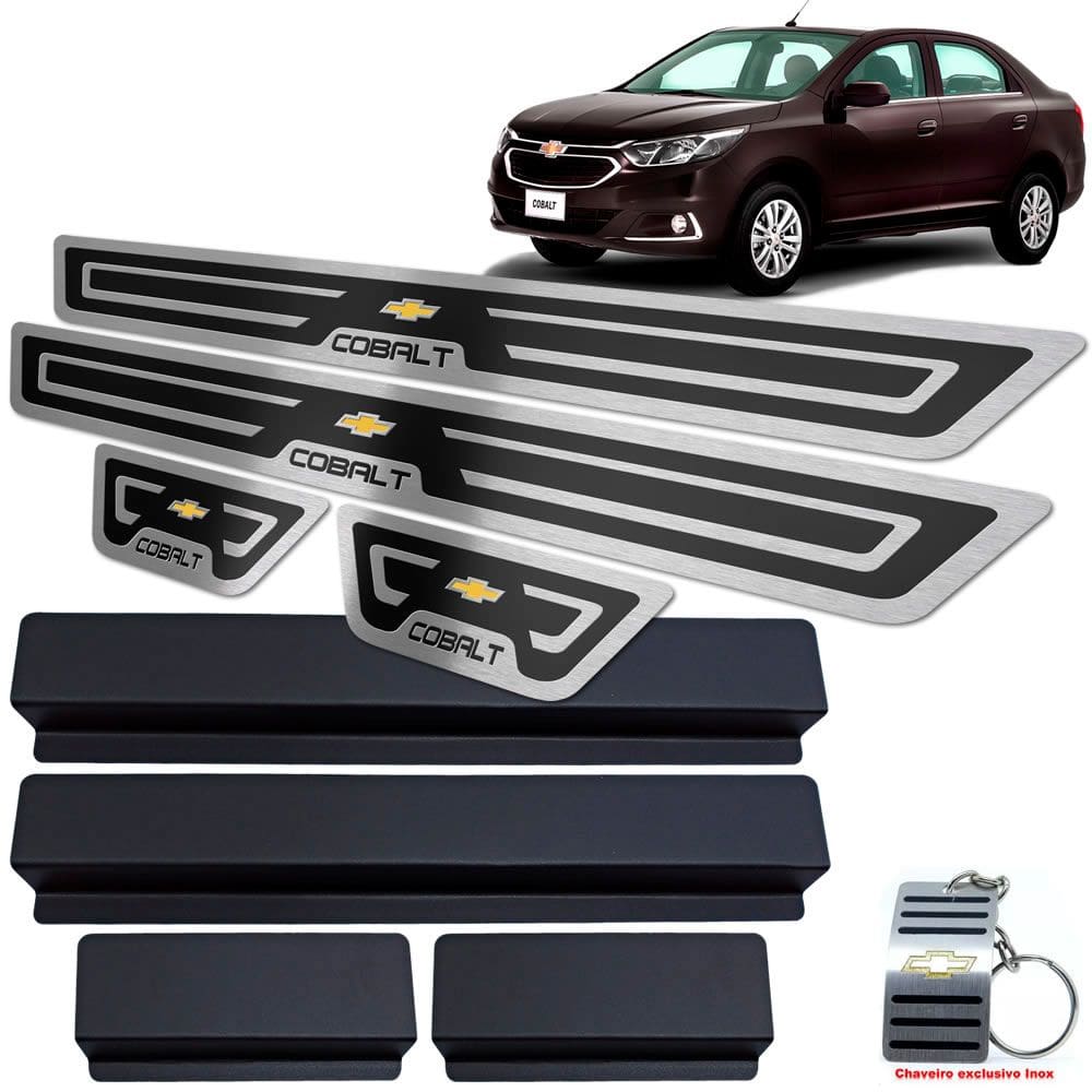 Soleira Alto Relevo Em Aço Inox Chevrolet Cobalt Preto