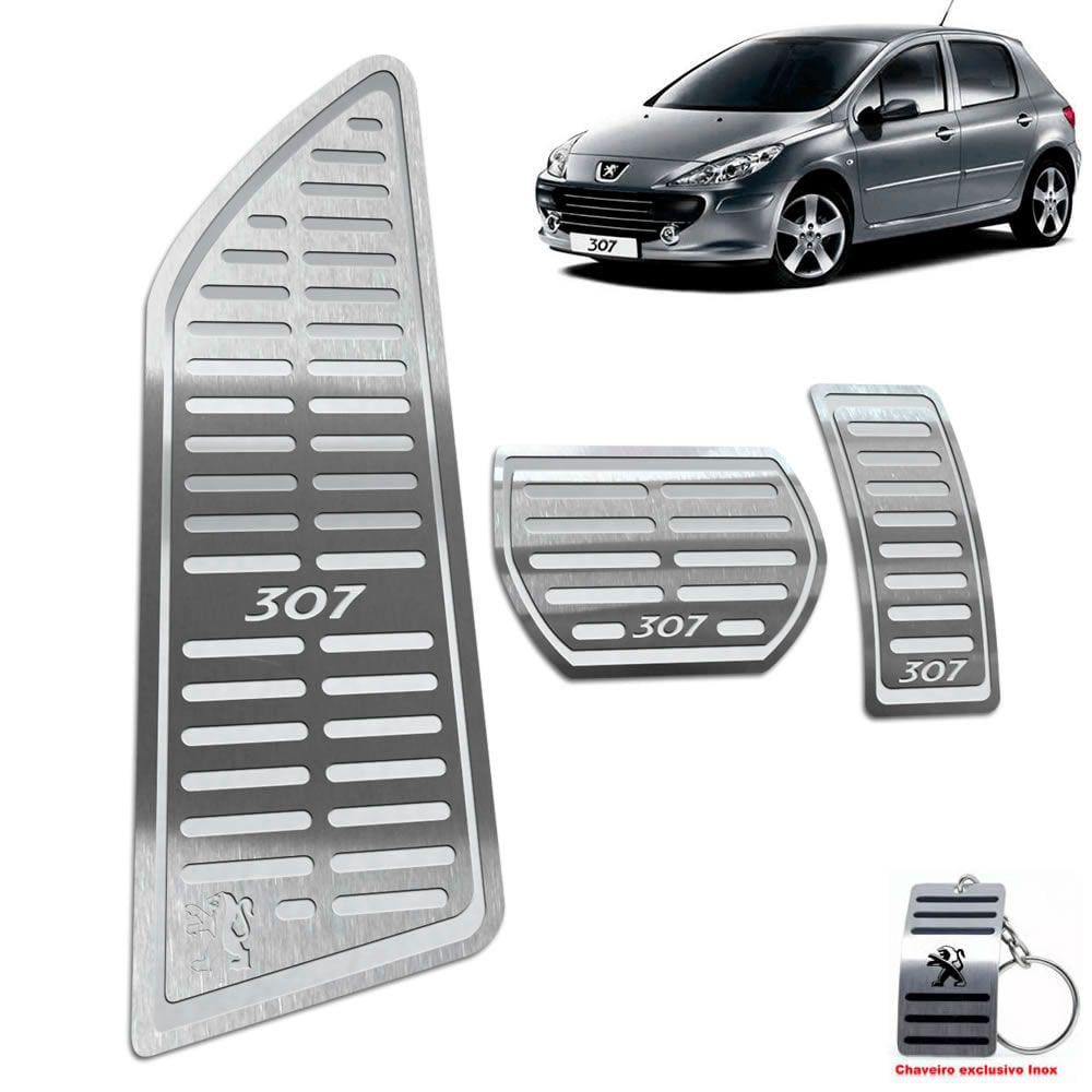 Pedaleiras Com Descanso Peugeot 307 Automático Prata