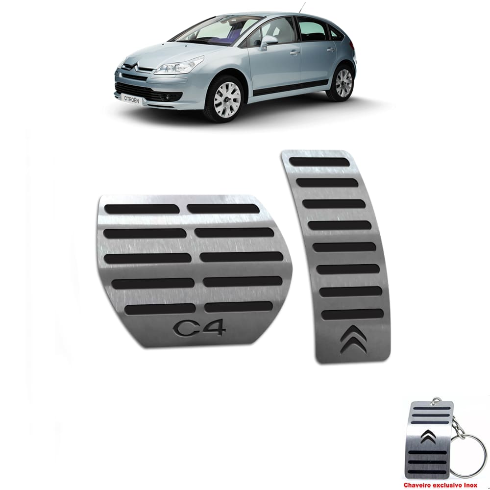 Pedaleira Automático Em Aço Inox Citroen C4 Hatch Preto