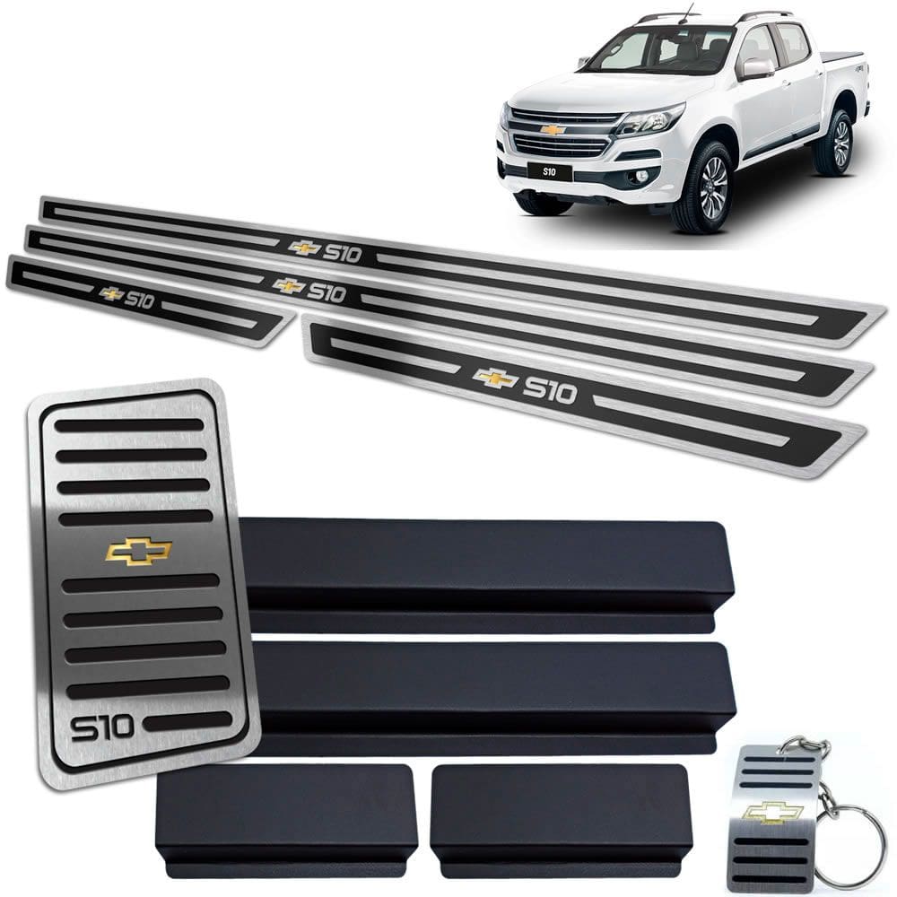 Descanso De Pé + Soleira S10 2017 A 2020 Preto Alto Relevo