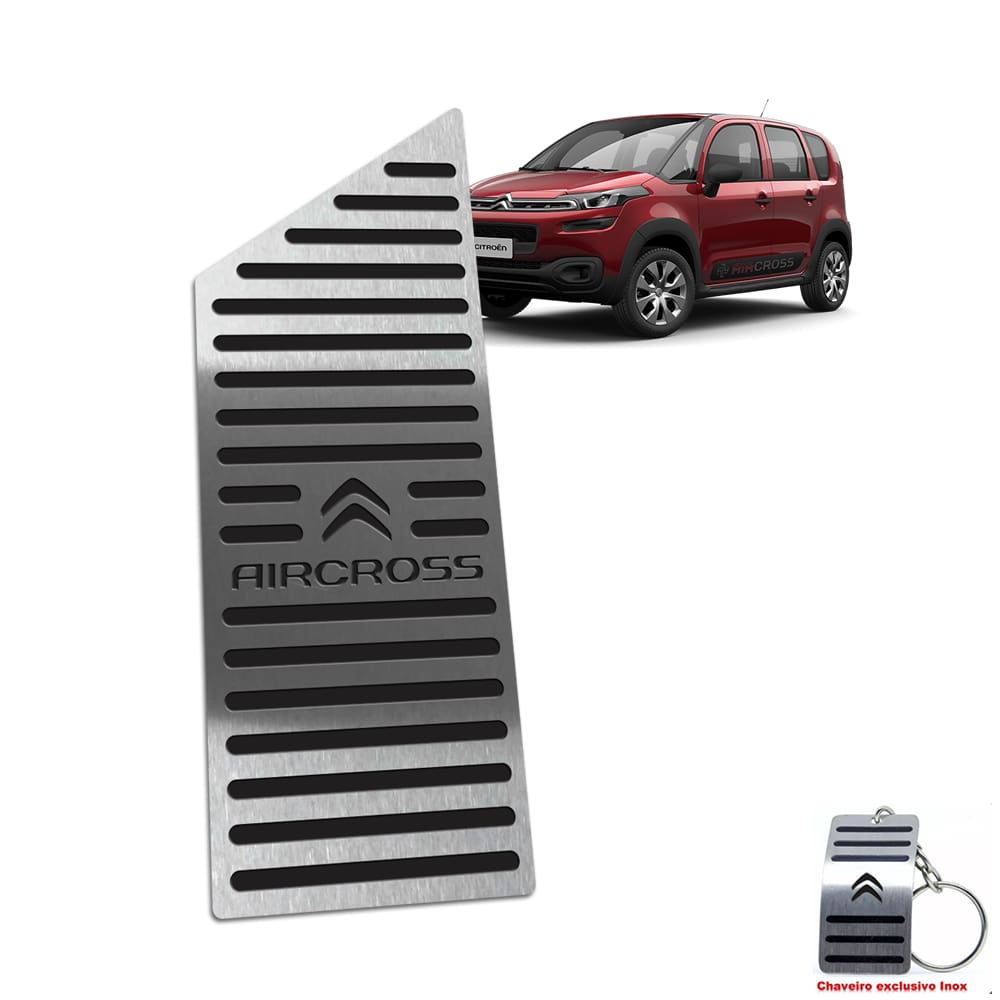 Descanso De Pé Aço Inox Citroen Aircross 2017 A 2020 Preto