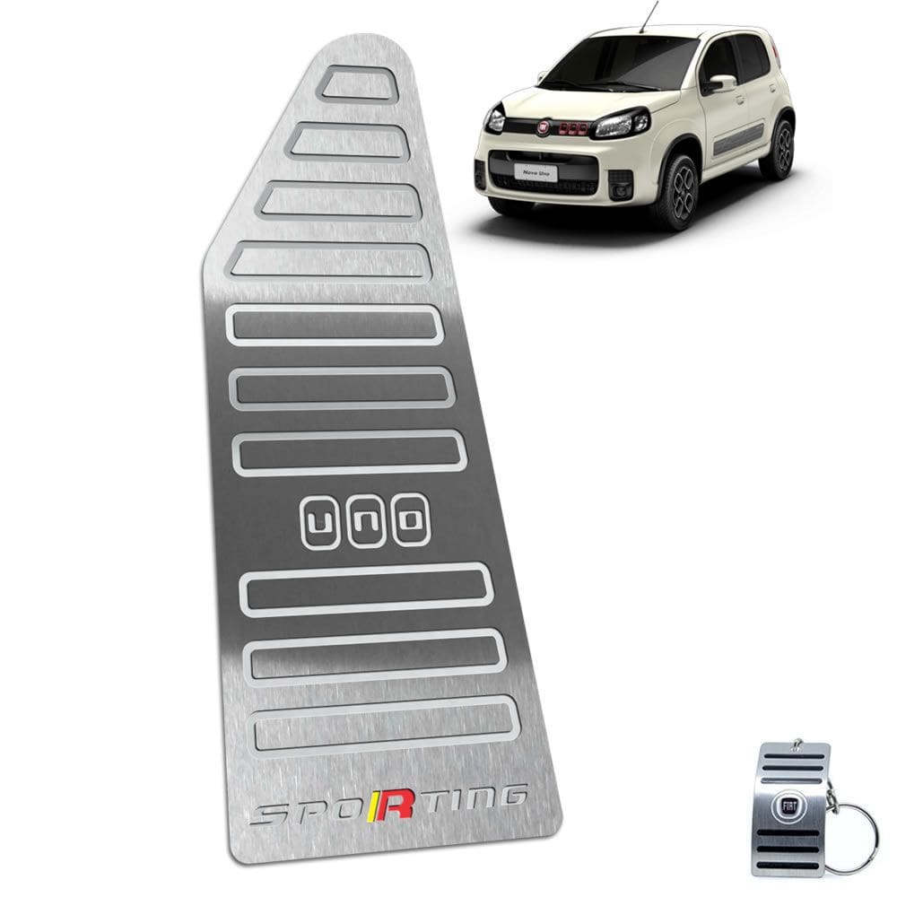 Descanso De Pé Aço Inox Fiat Uno Sporting 2011 A 2018 Prata