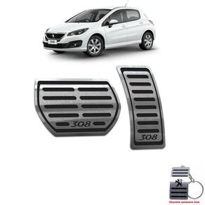 Pedaleira Em Aço Inox Peugeot 308 2011/2019 Automático Preto