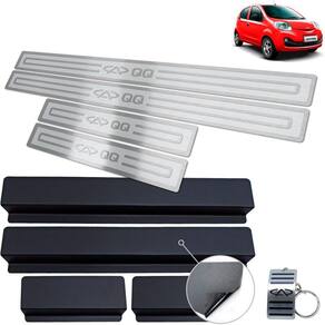 Soleiras Chery QQ 2015 a 2020 Prata Alto Relevo