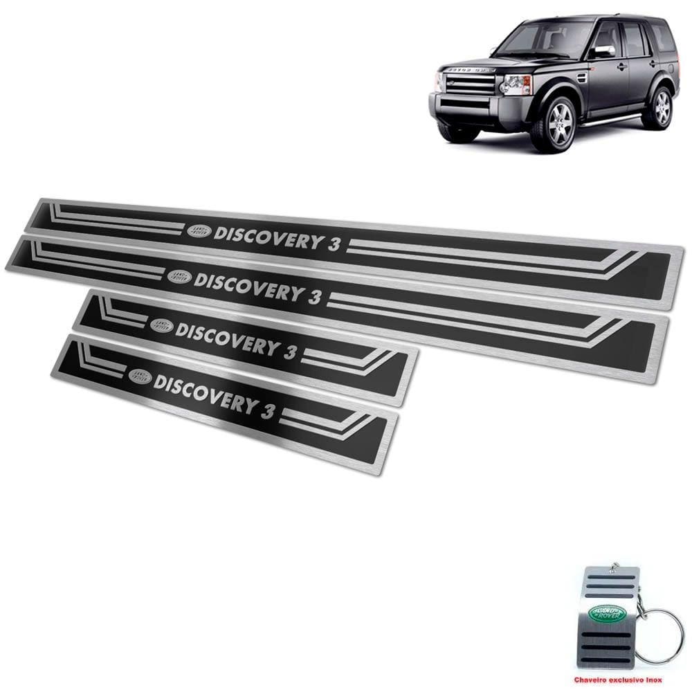 Soleiras Aço Inox Discovery 3 2005/2009 Preto  Alto Relevo