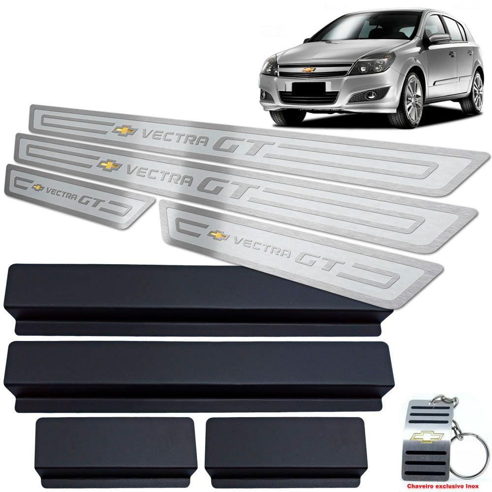 Soleira Em Aço Inox Vectra Gt 2008 A 2011 Prata Alto Relevo