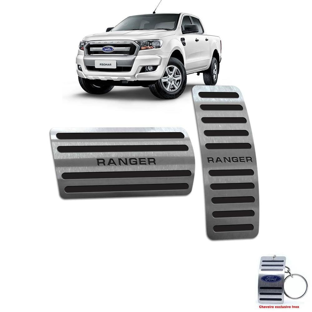 Pedaleira Automático Aço Inox Ford Ranger 2017 A 2020 Preto
