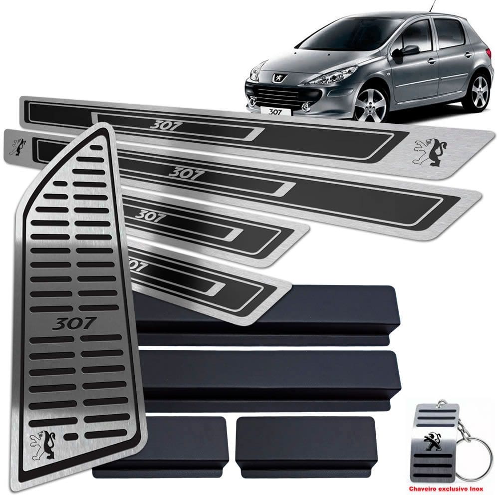 Soleira Com Descanso Peugeot 307 Preto Alto Relevo