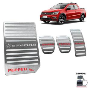 Pedaleiras Com Descanso Saveiro Pepper 2018 a 2020 Prata