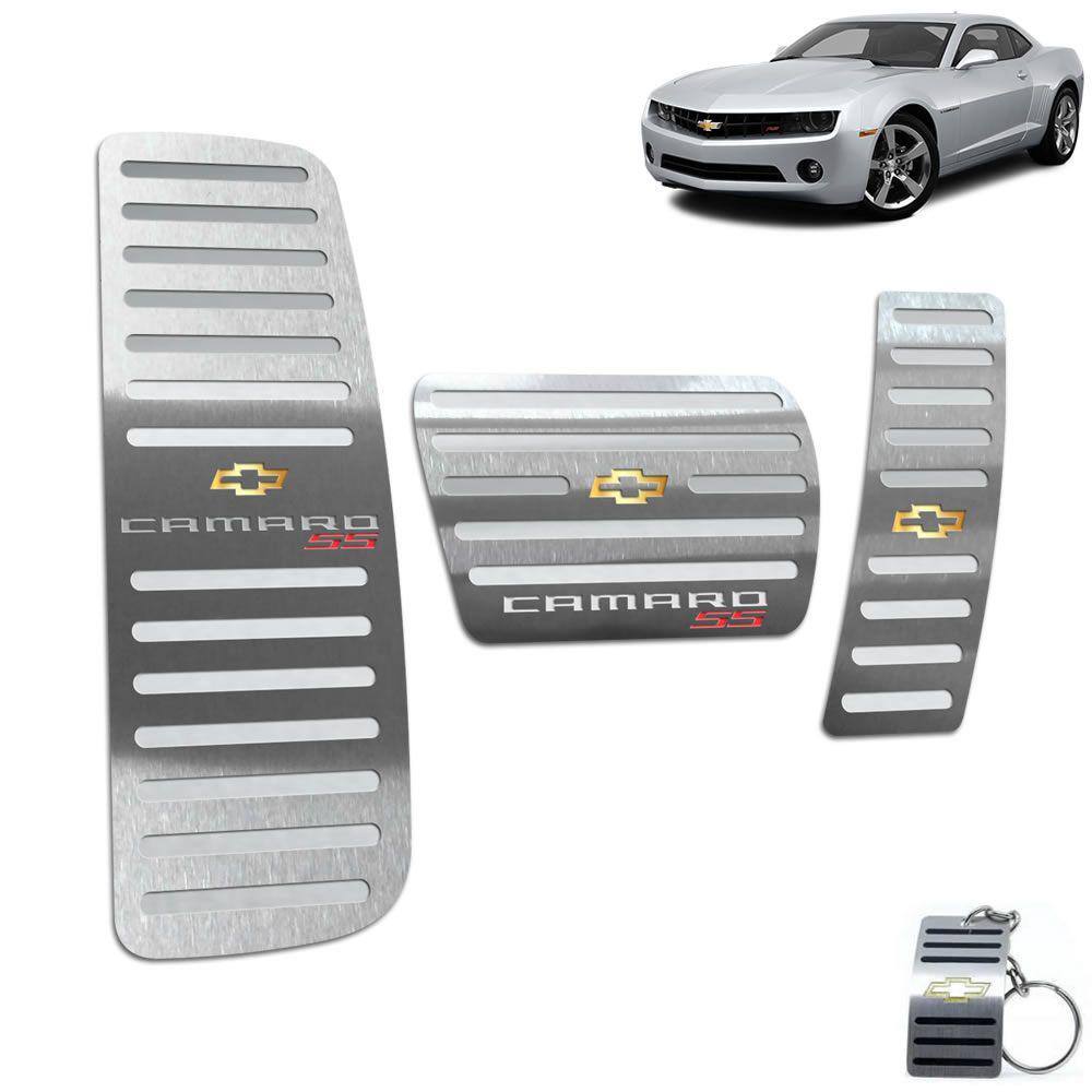 Pedaleiras Com Descanso Aço Inox Chevrolet Camaro SS Prata