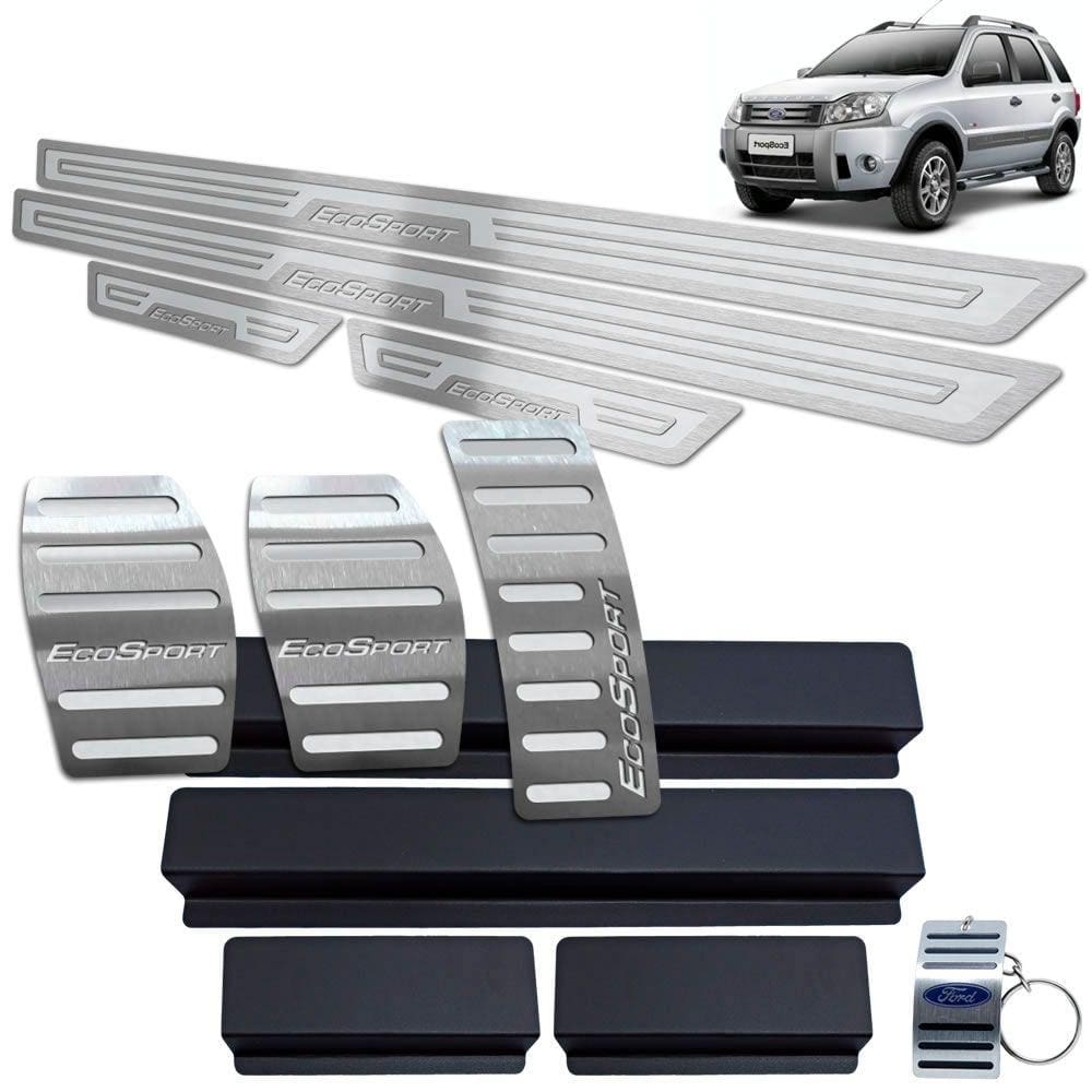 Pedaleira Manual + Soleira Ecosport 2003 A 2012 Prata