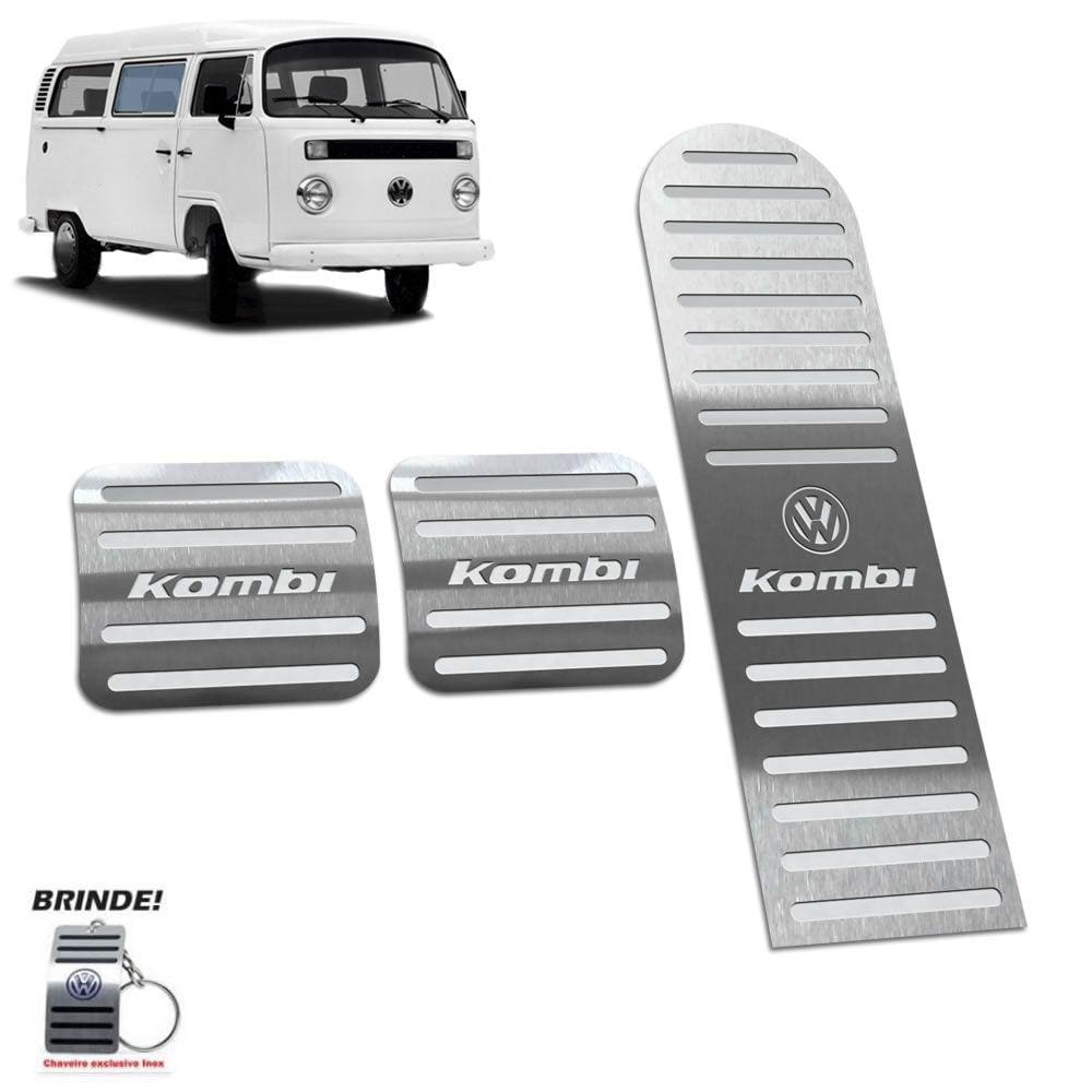 Pedaleiras Em Aço Inox Volkswagen Kombi 1975 A 2005 Prata