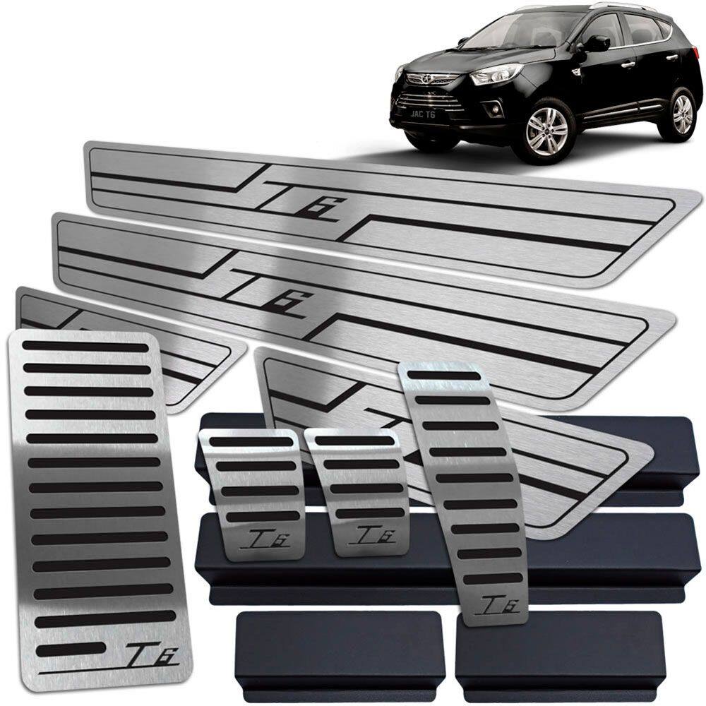 Soleira Pedaleira Descanso Aço Inox Preto Jac T6 2014 A 2016