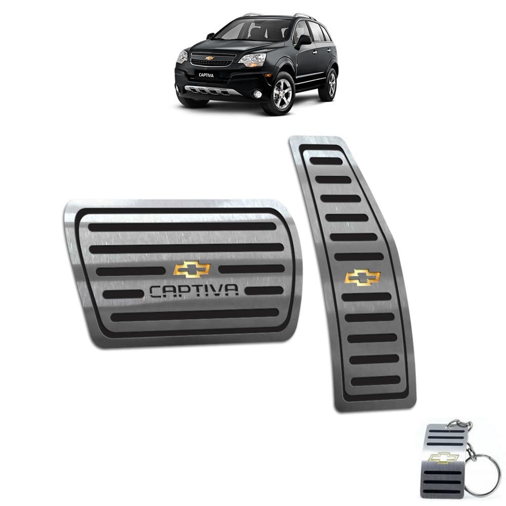 Pedaleiras Automático Em Aço Inox Chevrolet Captiva Preto