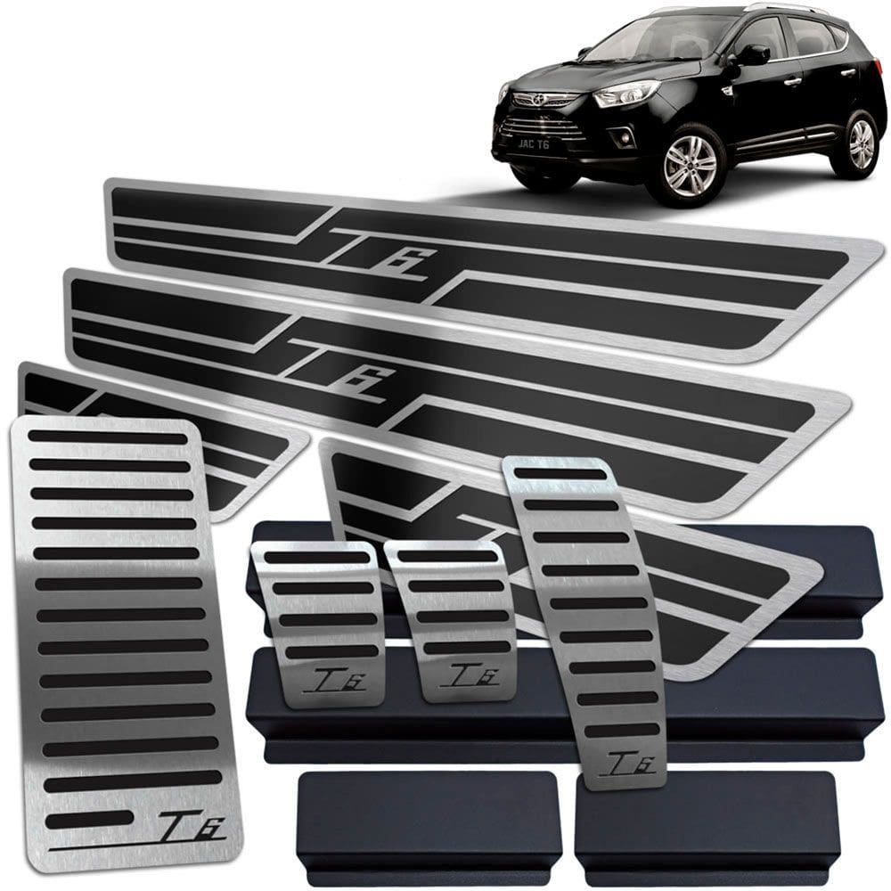 Descanso Pedaleira Soleira Inox Jac T6 2014 A 2016 Preto