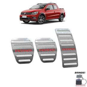 Pedaleiras Em Aço Inox Saveiro Pepper 2018 a 2020 Prata