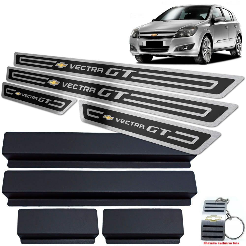 Soleira Em Aço Inox Vectra Gt 2008 A 2011 Preto Alto relevo