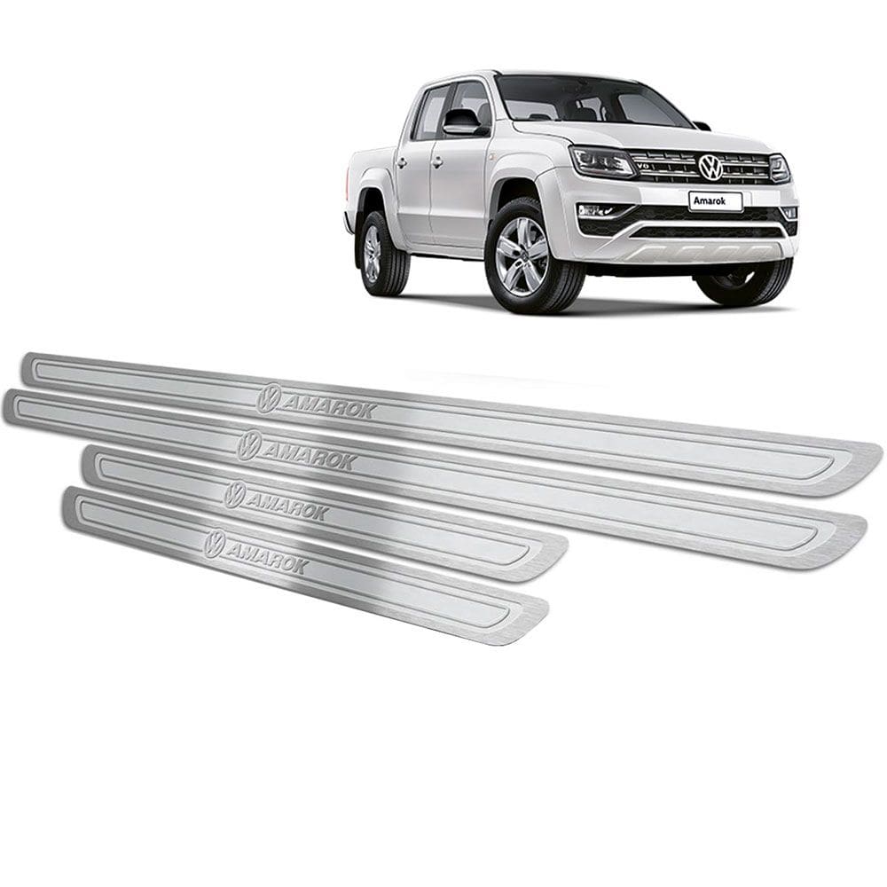 Soleira Em Aço Inox Amarok 2011 a 2019 Prata Alto Relevo