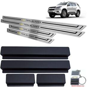 Soleiras Aço Inox Chevrolet Trailblazer Preto Baixo Relevo
