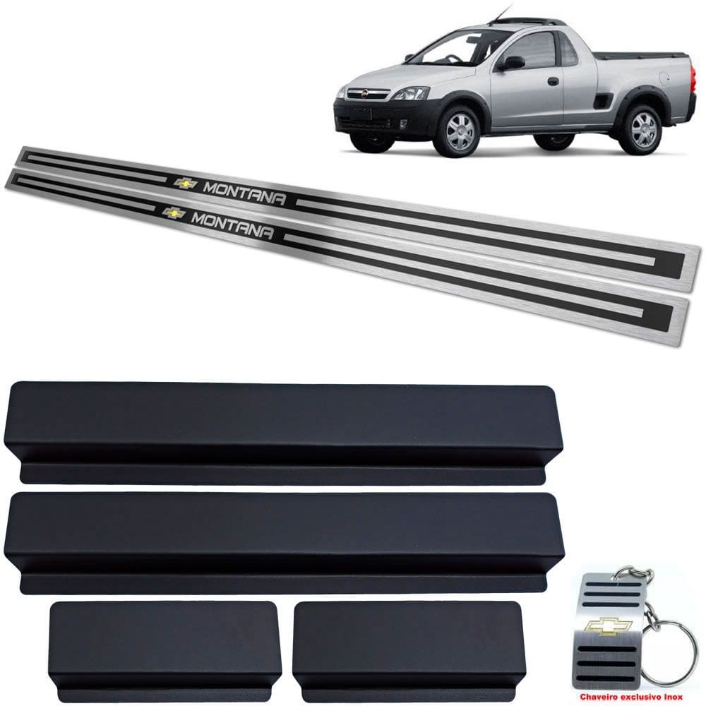 Soleira Chevrolet Montana 2003 A 2010 Preto Alto Relevo