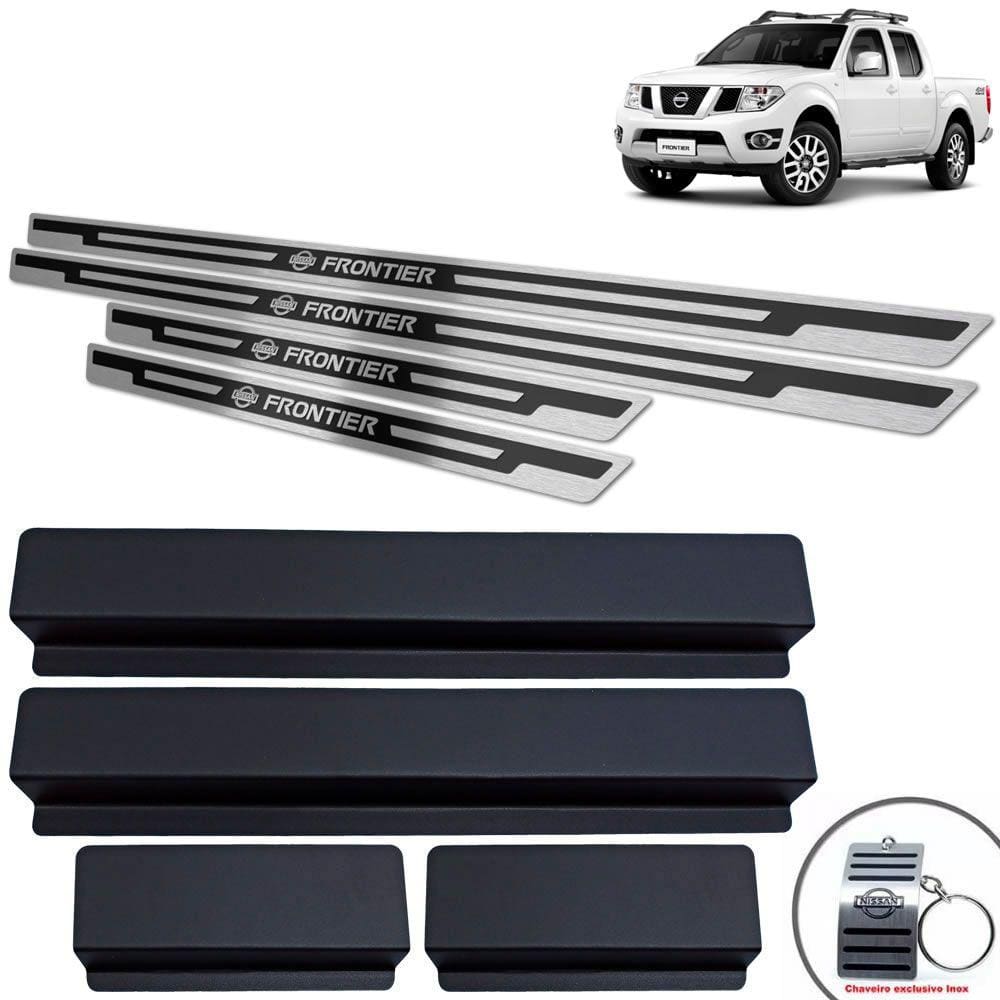 Soleira Nissan Frontier 2005/2017 Preto Alto Relevo + Vinil