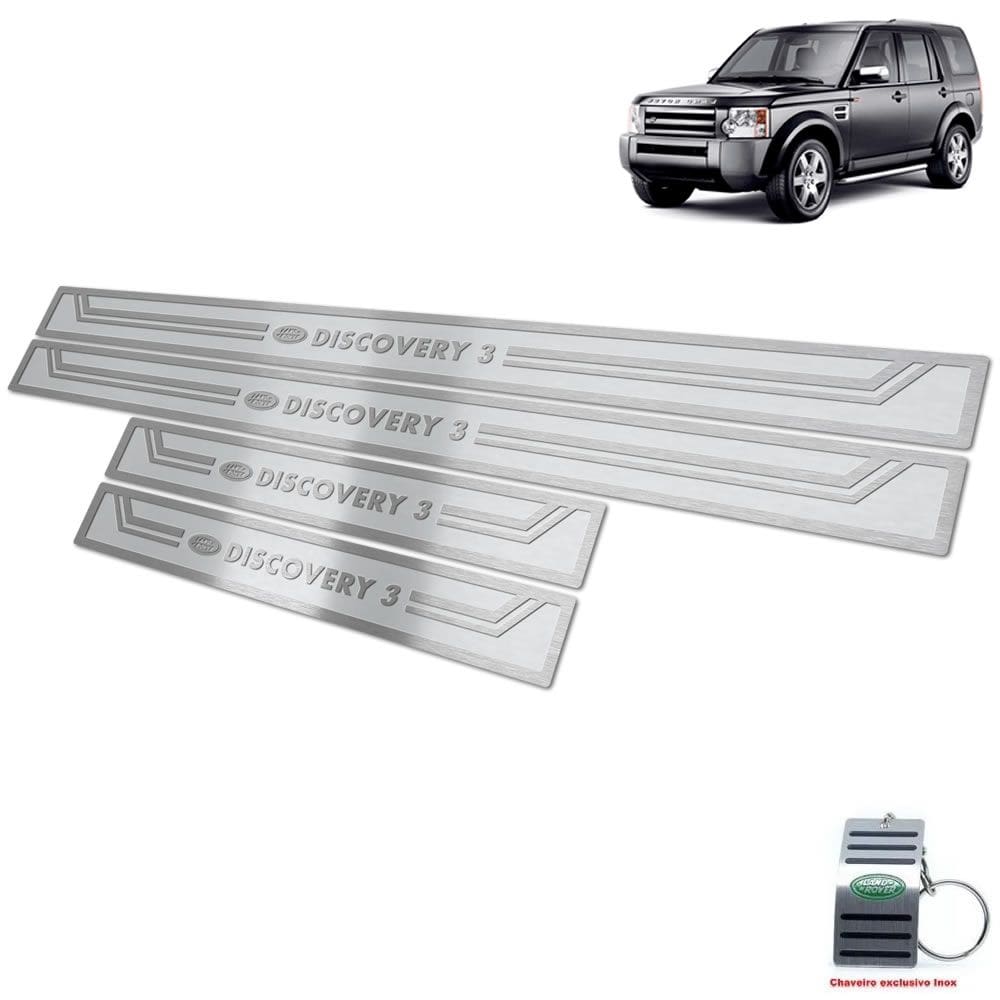 Soleiras Aço Inox Discovery 3 2005/2009 Prata Alto Relevo