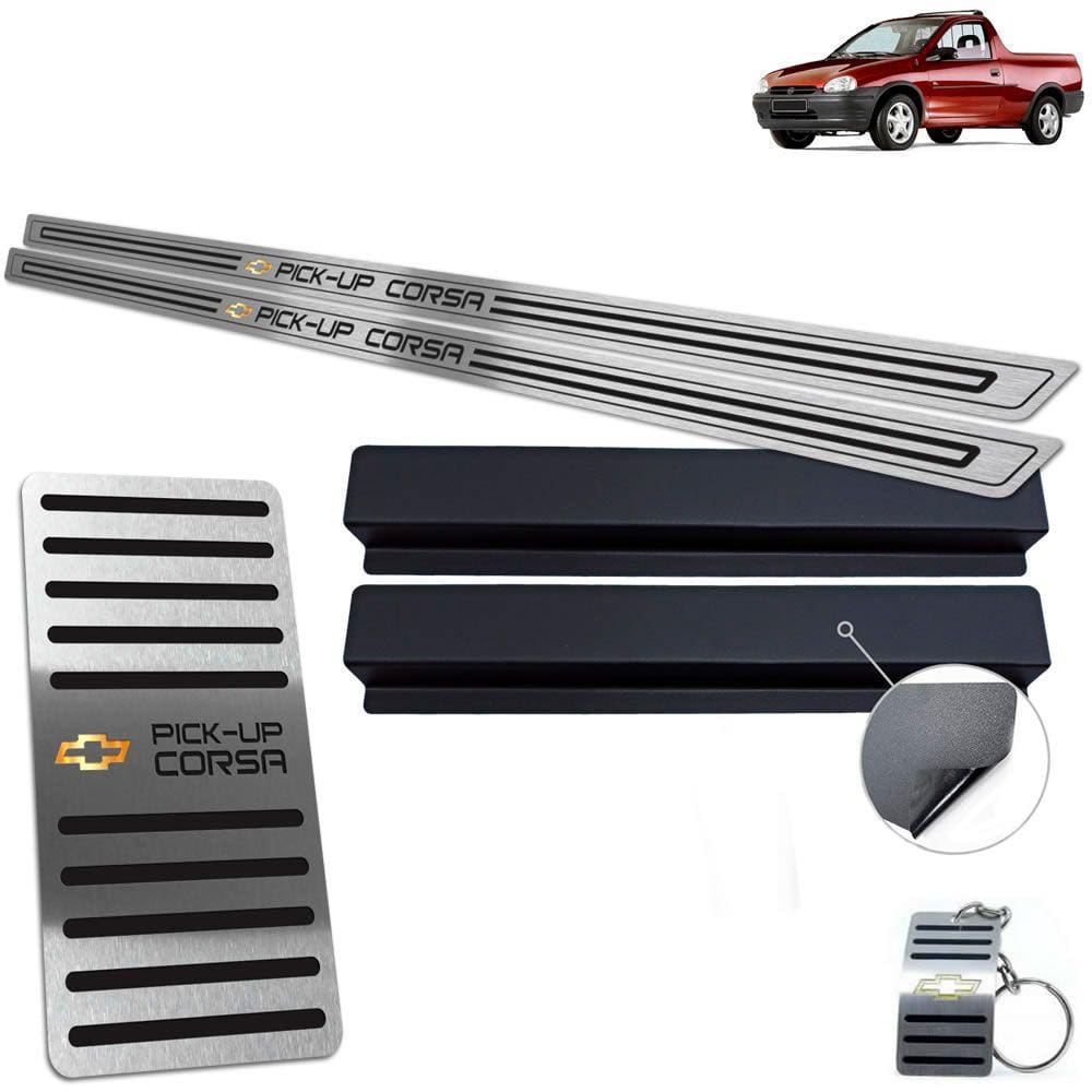 Descanso Soleira Baixo Relevo Preto Chevrolet Pick-Up Corsa