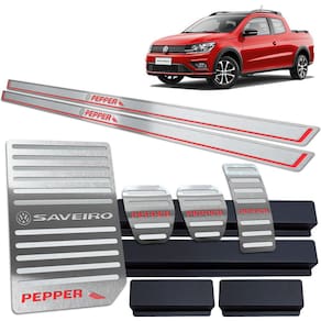 Soleira Pedaleira Descanso Saveiro Pepper 2018/2020 Prata AR