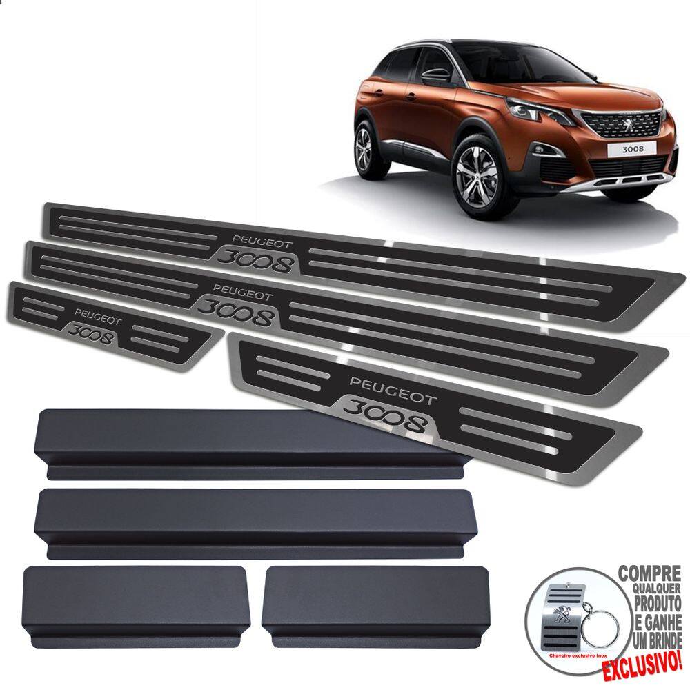 Soleiras Vinil Peugeot 3008 2017/2022 Preto Alto Relevo