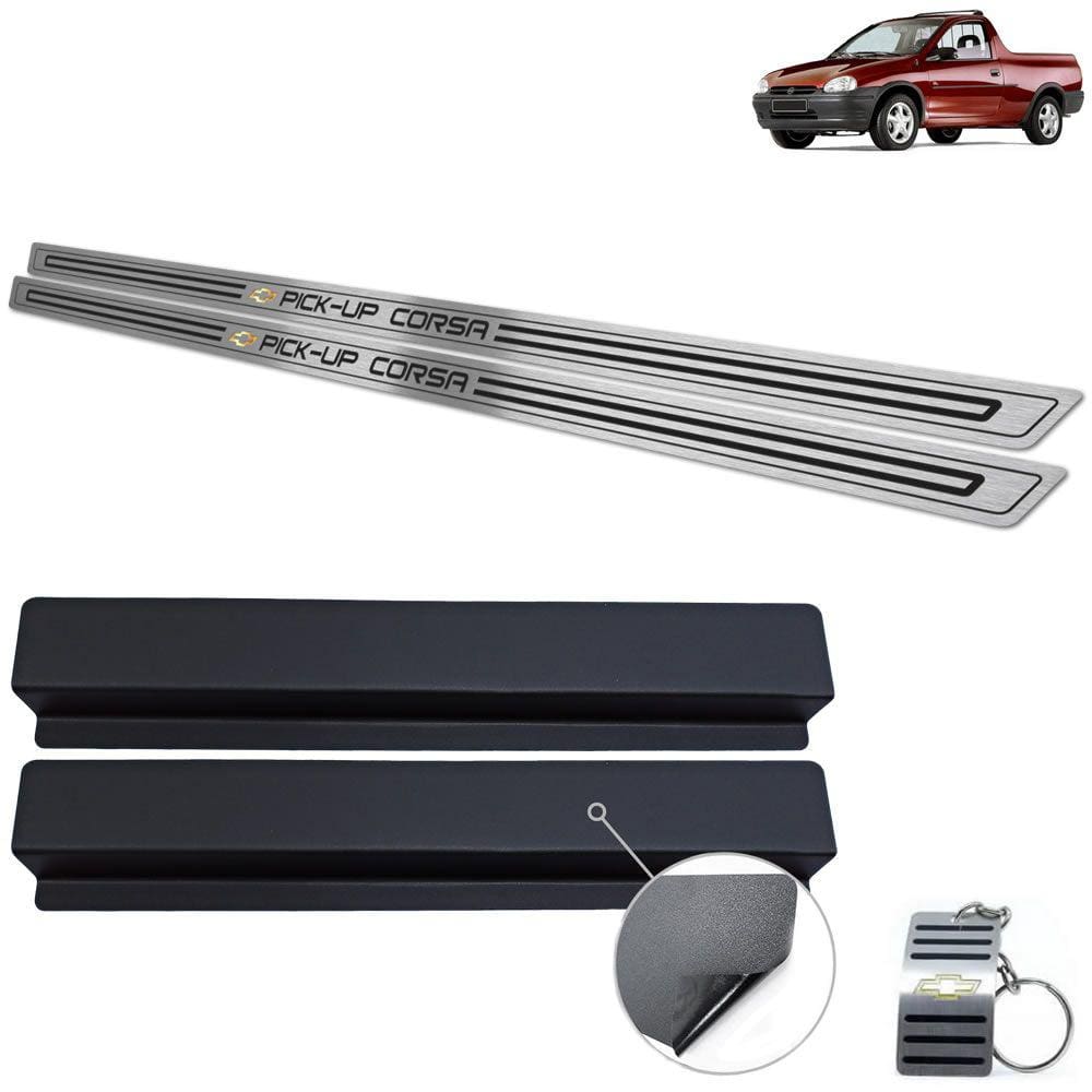 Soleira De Porta Preto Baixo Relevo Chevrolet Pick-Up Corsa