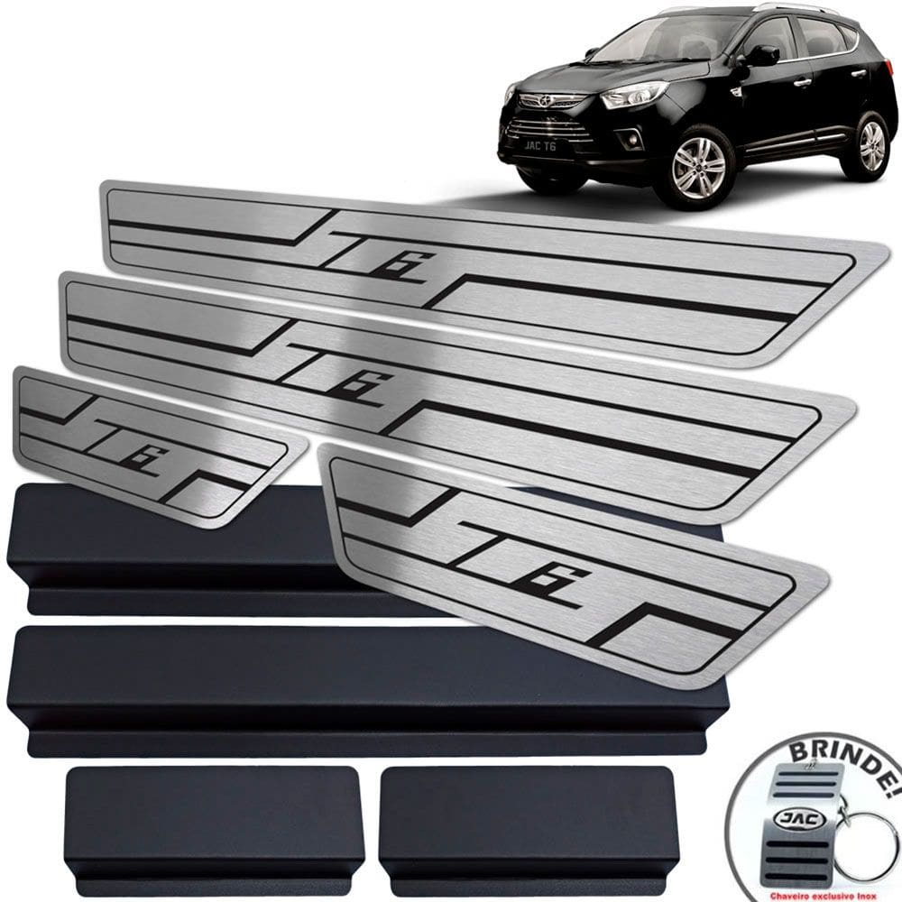 Soleira Em Aço Inox Jac T6 2014 A 2016 Preto Baixo Relevo