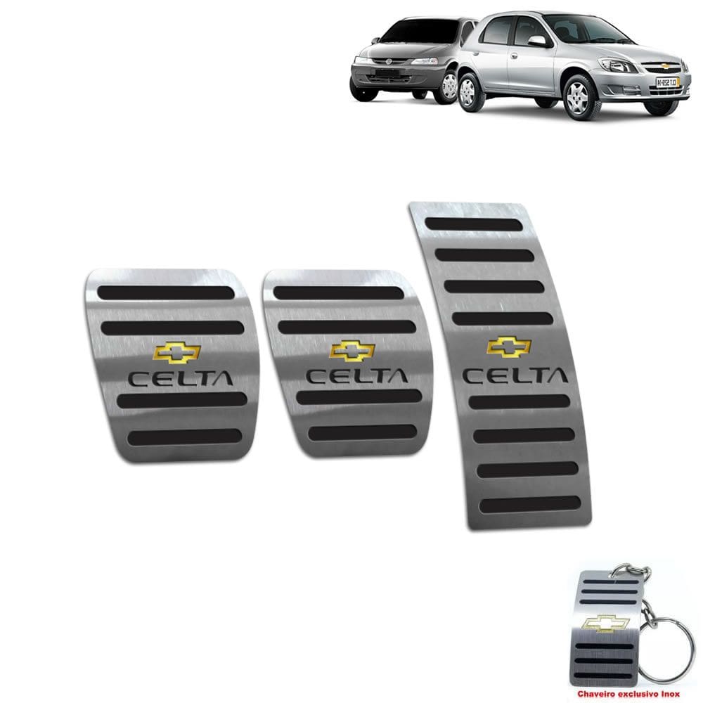 Pedaleiras  Em Aço Inox Celta Manual Preto